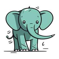 vecteur illustration de mignonne dessin animé l'éléphant. isolé sur blanc Contexte.