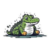 crocodile vecteur illustration. mignonne dessin animé crocodile.