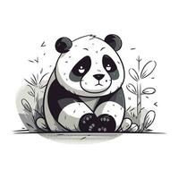 mignonne Panda ours séance sur le herbe. vecteur illustration.