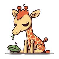 girafe séance dessin animé mascotte personnage plat vecteur illustration