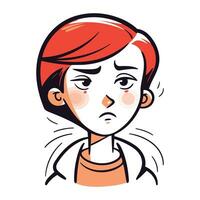 vecteur illustration de une adolescent fille avec une triste expression sur sa affronter.