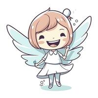 mignonne peu ange fille avec ailes. vecteur agrafe art illustration.