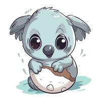 mignonne dessin animé koala avec la glace crème sur une blanc Contexte. vecteur