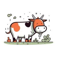mignonne dessin animé vache. vecteur illustration sur blanc Contexte. ferme animal.