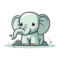 mignonne dessin animé l'éléphant. vecteur illustration isolé sur une blanc Contexte.