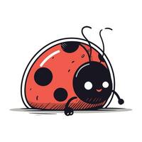 dessin animé coccinelle isolé sur blanc Contexte. mignonne vecteur illustration.