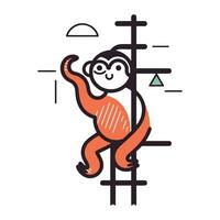 singe escalade sur le clôture. vecteur illustration dans plat style.