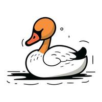 cygne sur une blanc Contexte. vecteur illustration dans plat style.