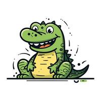 mignonne crocodile vecteur illustration. mignonne dessin animé crocodile.