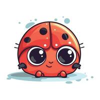 mignonne dessin animé coccinelle isolé sur blanc Contexte. vecteur illustration.