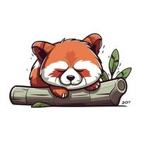 mignonne rouge Panda en train de dormir sur une branche. vecteur illustration.