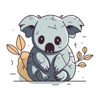 mignonne dessin animé koala séance sur le sol. vecteur illustration.