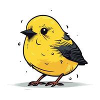 vecteur illustration de une mignonne peu Jaune oiseau sur une blanc Contexte.