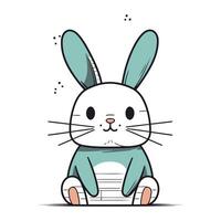 mignonne dessin animé lapin. vecteur illustration de une mignonne lapin sur une blanc Contexte.