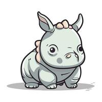 mignonne rhinocéros dessin animé personnage. vecteur illustration isolé sur blanc Contexte.