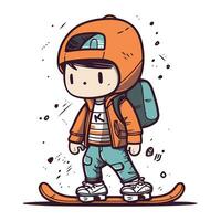 dessin animé skieur. vecteur illustration de une snowboarder.