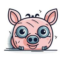 mignonne porc personnage. vecteur illustration. mignonne dessin animé cochon.