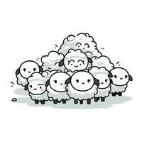 troupeau de mouton. mignonne dessin animé vecteur illustration isolé sur blanc Contexte.