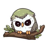 mignonne dessin animé hibou séance sur une arbre branche. vecteur illustration.