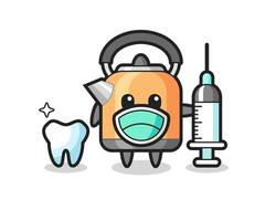 personnage mascotte de la bouilloire en tant que dentiste vecteur