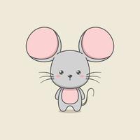 souris à grande oreille de dessin animé mignon vecteur