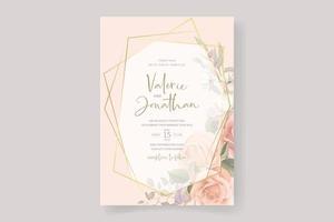 conception de carte d'invitation de mariage floral doux et feuilles vecteur