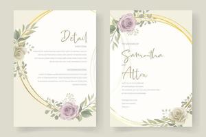 conception de carte d'invitation de mariage floral doux et feuilles vecteur