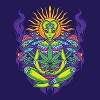 hippies extraterrestres avec de la marijuana psychédélique vecteur