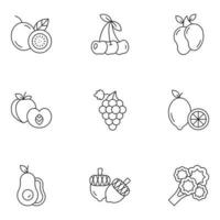 ensembles d'icônes de fine ligne de fruits et légumes vecteur