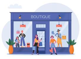 femmes dans le concept de boutique vecteur