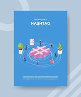 technologie hash tag personnes debout autour de hashtag vecteur