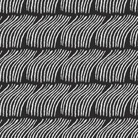 griffonnage sans couture modèle avec abstrait lignes, vagues, herbe, algue. main tiré vecteur noir et blanc illustration sur foncé Contexte.