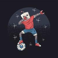 personnage de robot portant un maillot de football et jouant au ballon vecteur