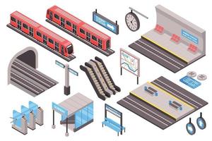 ensemble isométrique de métro vecteur