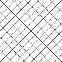 diagonale traverser ligne la grille sans couture modèle. géométrique diamant texture. noir diagonale ligne engrener sur blanc Contexte. minimal matelassé tissu. métallique fils clôture modèle. vecteur illustration.