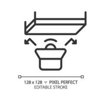 2d pixel parfait modifiable insonoriser plafond noir icône, isolé vecteur, insonorisation mince ligne illustration. vecteur