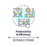 productivité et Efficacité multi Couleur concept icône. augmenter performance. agricole champ. intelligent agriculture. rond forme ligne illustration. abstrait idée. graphique conception. facile à utilisation vecteur