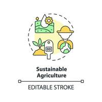 durable agriculture multi Couleur concept icône. éco amical agriculture. sol santé. l'eau gestion. croissance les plantes. rond forme ligne illustration. abstrait idée. graphique conception. facile à utilisation vecteur