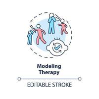 2d modifiable la modélisation thérapie mince ligne icône concept, isolé vecteur, multicolore illustration représentant comportemental thérapie. vecteur