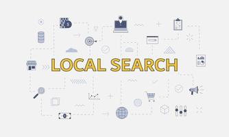 concept de recherche locale avec jeu d'icônes avec grand mot ou texte vecteur