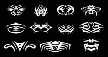 abstrait africain art formes collection, noir gothique tribal symbole griffonnage décoration tatouage concept vecteur