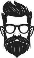moustachu rebelle noir vecteur art célébrer indie tendance café culture monochromatique vecteur de barbu sophistication