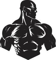 force et ombre noir vecteur champion dynamique muscle art monochromatique bodybuilder