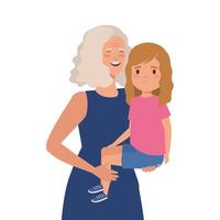grand-mère avec personnage avatar petite-fille vecteur