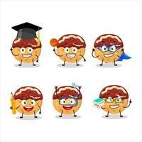 école étudiant de takoyaki dessin animé personnage avec divers expressions vecteur
