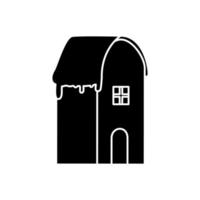silhouette de maison avec icône isolé de neige vecteur