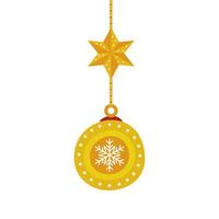 Boule de Noël suspendu avec icône isolé étoile vecteur