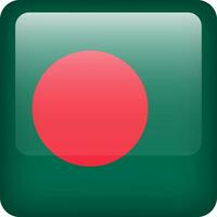 3d vecteur bangladesh drapeau brillant bouton. bangladesh nationale emblème. carré icône avec drapeau de Bangladesh.