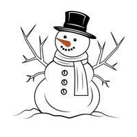 Noël bonhomme de neige vecteur illustration, bonhomme de neige vecteur avec carotte nez