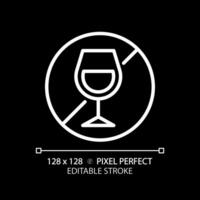 2d pixel parfait modifiable blanc de l'alcool gratuit icône, isolé vecteur, mince ligne illustration représentant allergène gratuit. vecteur